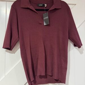 Lauren Ralph Lauren Elegant Maroon Polo Top